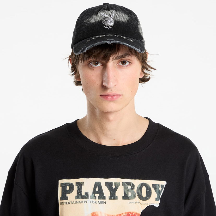 Kasket Footshop Playboy x FTSHP Denim Dadcap Black Sort | FTSHP_535