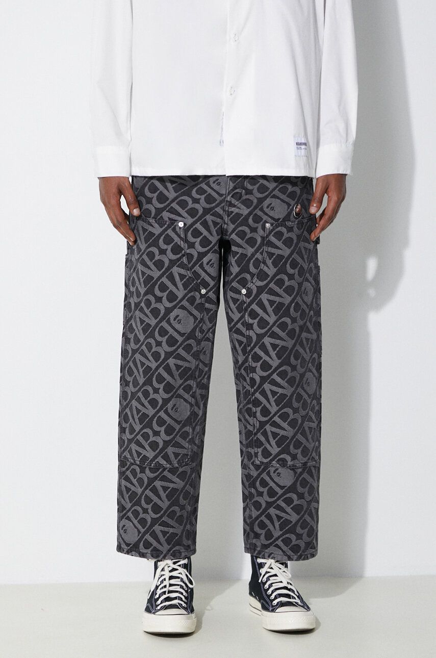 Cargo bukser BAPE A Bathing Ape Metal One Point Double Knee Denim Work Pants Sort | 1J80150052, 0