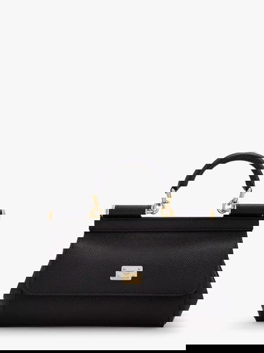 Håndtaske Dolce & Gabbana Dolce & Gabbana Sicily Small Dauphine Leather Top Handle Bag Sort | BB7116B100180999, 0