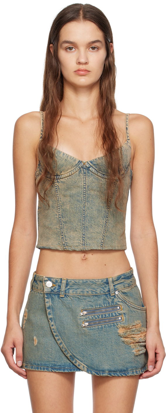 Nederdel Miaou Miaou Kiko Denim Tank Top Blå | 7075SD4GAD