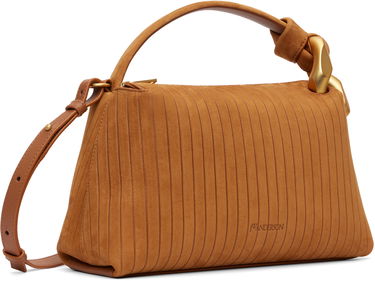 Skuldertaske JW Anderson The JWA Corner Pleated Suede Shoulder Bag with Sculptural Chain Handle Brun | HB0755-LA0375, 1