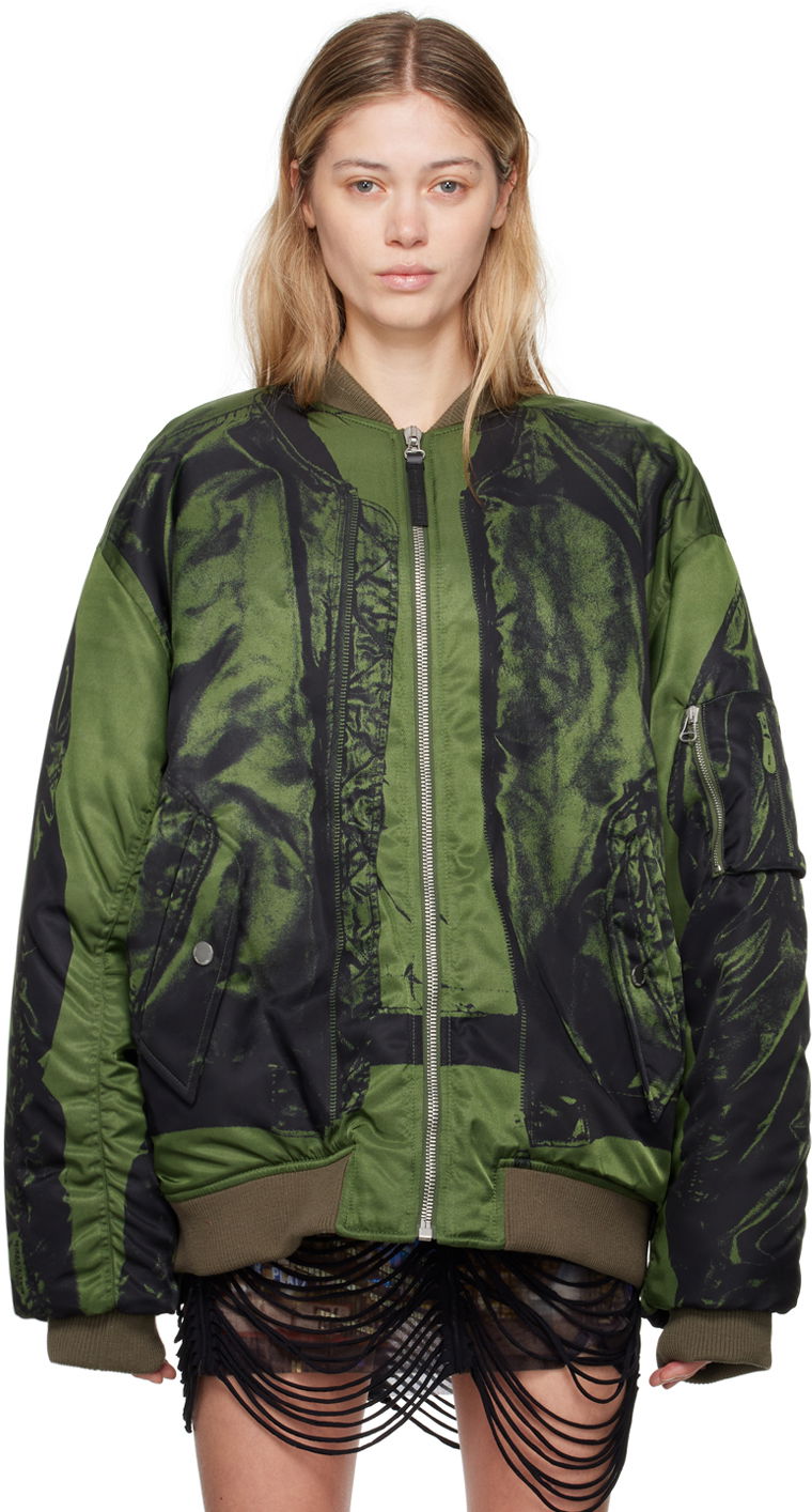 Bomberjakke Jean Paul Gaultier Jean Paul Gaultier Trompe L'œil Print Bomber Jacket Grøn | 24/30-F-BL046-C538-4100