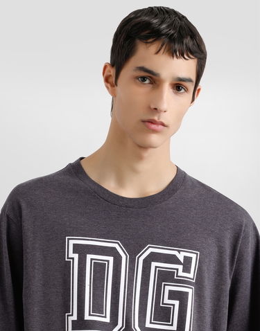 T-shirt Dolce & Gabbana Cotton T-shirt with DG MILANO 984 Print Grå | G8PN9TG7PLQS8292, 3