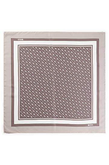 Tørklæde BOSS BOSS Printed Silk Twill Scarf Beige | 50536118