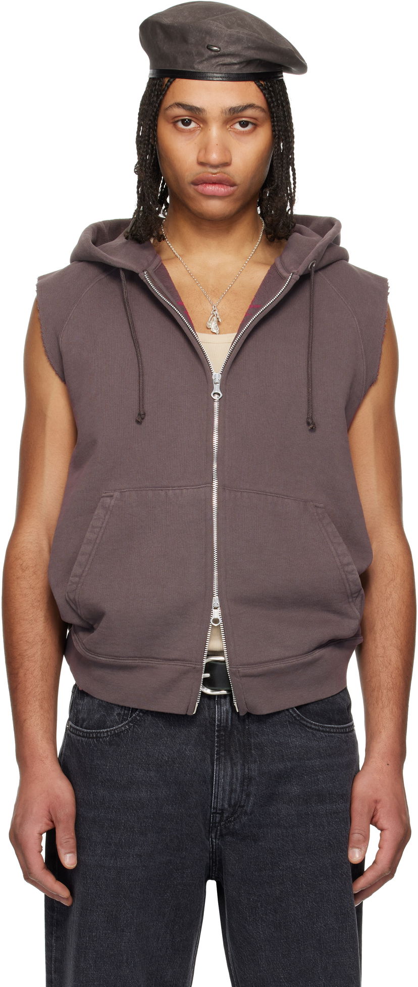 Sweatshirt OUR LEGACY Our Legacy Motor Sleeveless Zip-Up Hoodie Lilla | M2256MF