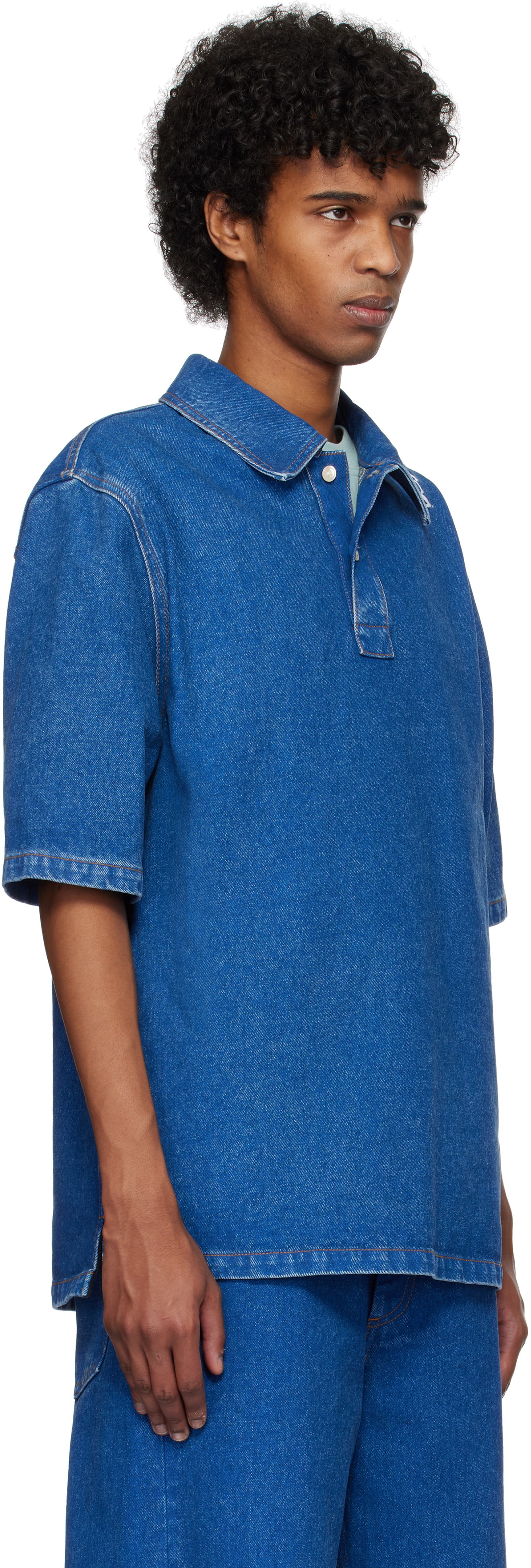 Polo skjorte Marni Marni Oversize Denim Polo Blå | POJU0001S0 USCU83, 1