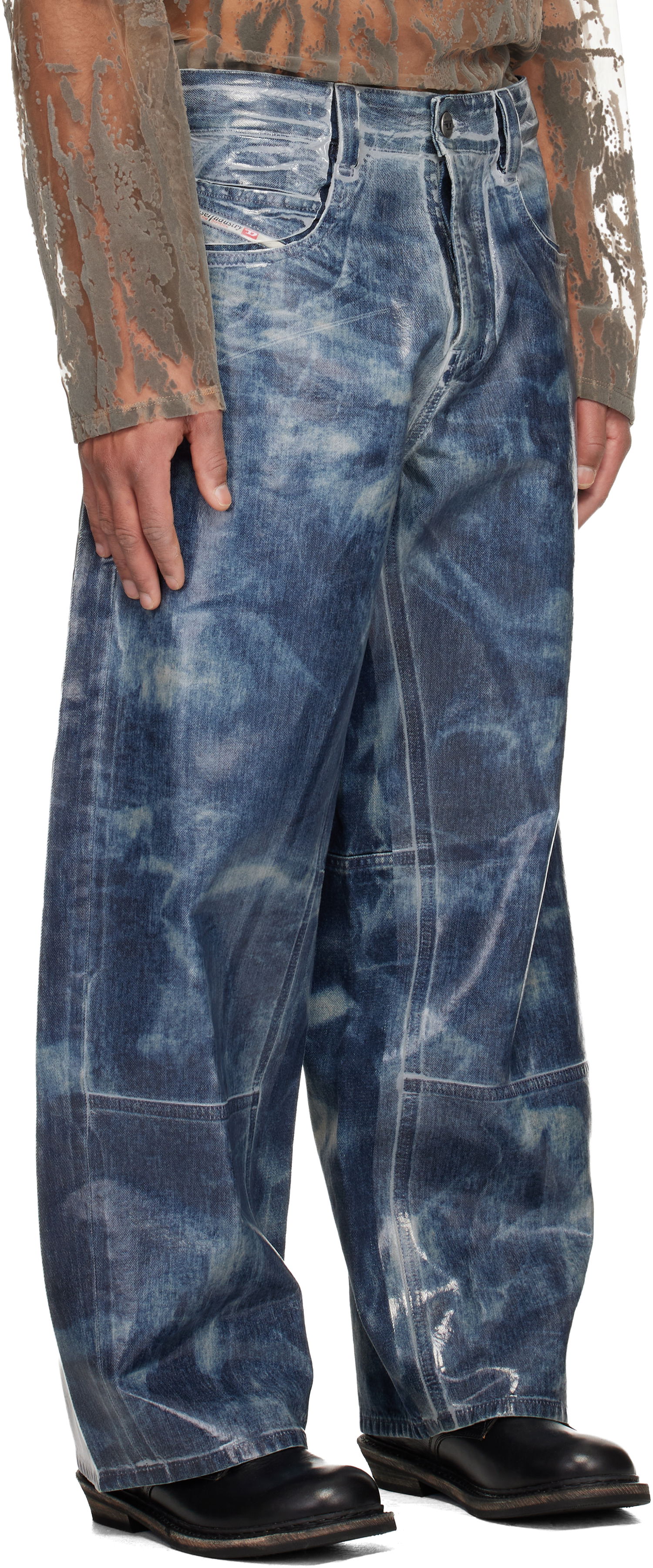 Jeans Diesel 1997 D-Enim-M-Uc-Fsh Wide-Leg Coated Jeans Blå | A21596-007CU-01, 1