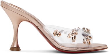 Skopleje Christian Louboutin Christian Louboutin Degraqueen 85 Embellished Clear Strap Kitten Heel Mules Lyserød | 3230288, 0