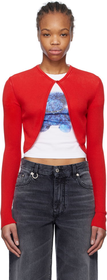 Sweater We11done We11done Ribbed Tight Knit Cardigan Rød | WD-KC0-25-614-W-RD, 0