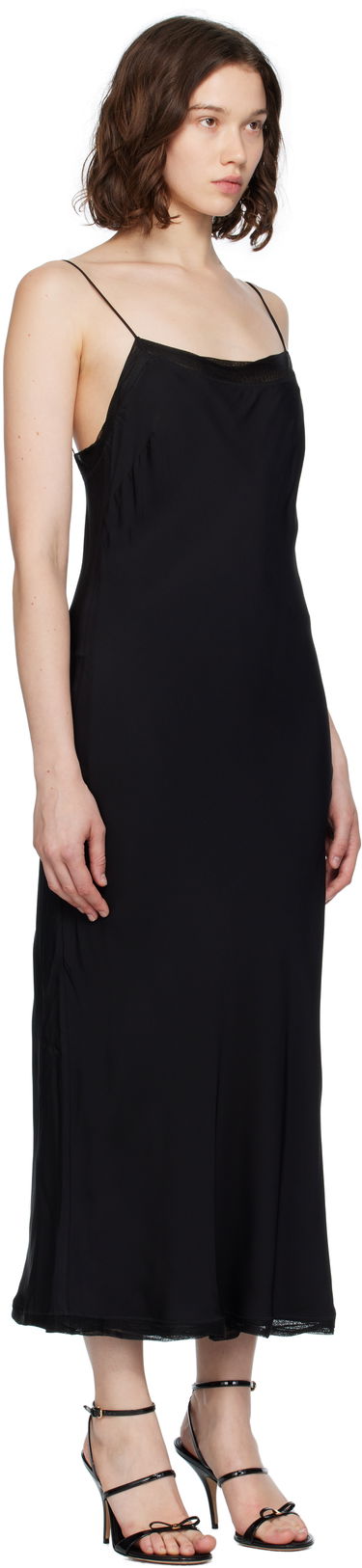 Kjole TOTEME TOTEME Satin Slip Midi Dress Sort | 252-WRD0186-FB0418, 1