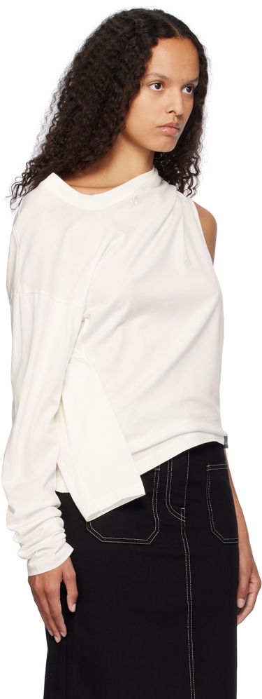 Tanktop Courrèges Courrèges Asymmetric Off Shoulder T-Shirt Hvid | 424JTS154JS0175, 3