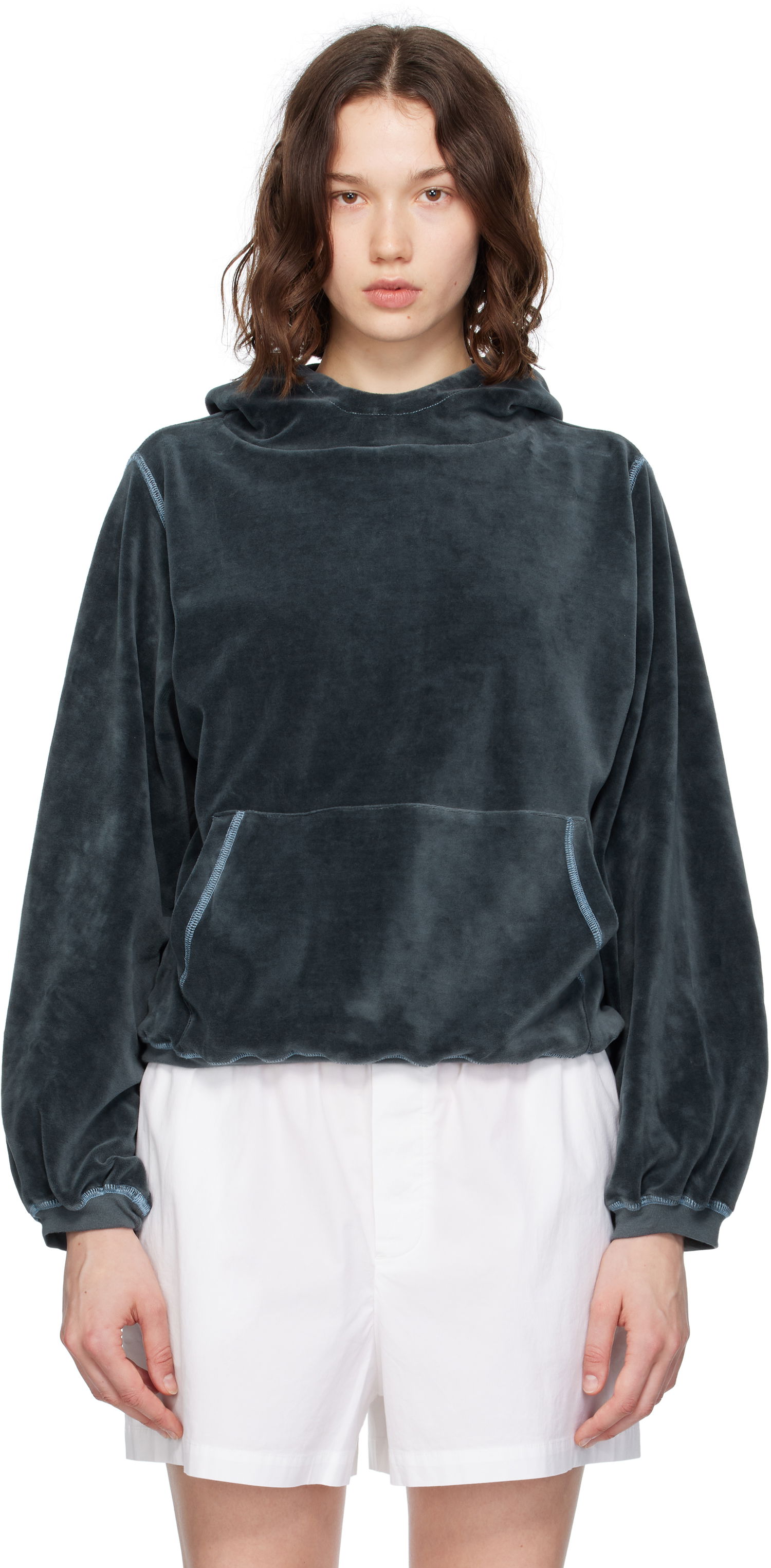 Sweatshirt Baserange Baserange Pillow Velour Hoodie Grå | FPIH-VE-SU25, 0