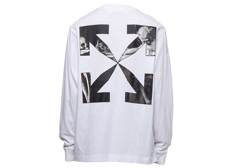 T-shirt Off-White Caravaggio Arrow Skate L/S Tee White Hvid | OMAB064C99JER0030110