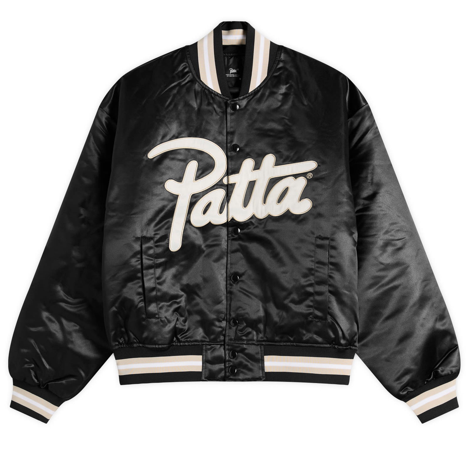 Bomberjakke Patta Patta Script Logo Satin Varsity Jacket, Size Small Sort | POC-AW25-5000-348-0016-001, 1