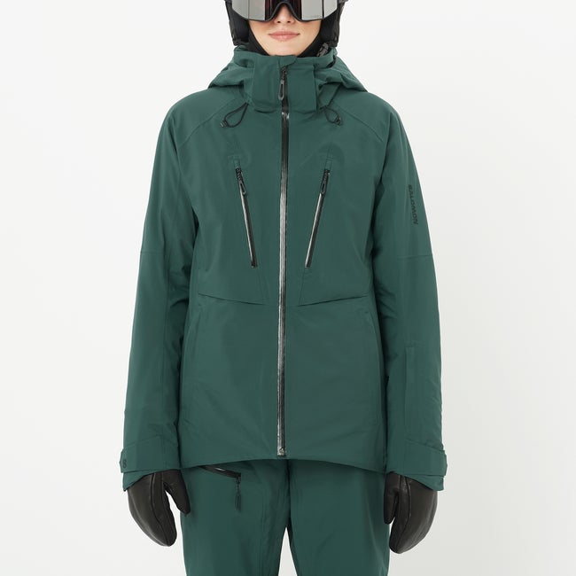 Jakke Salomon Hooded Ski Jacket Brilliant Grøn | LC2635900, 0