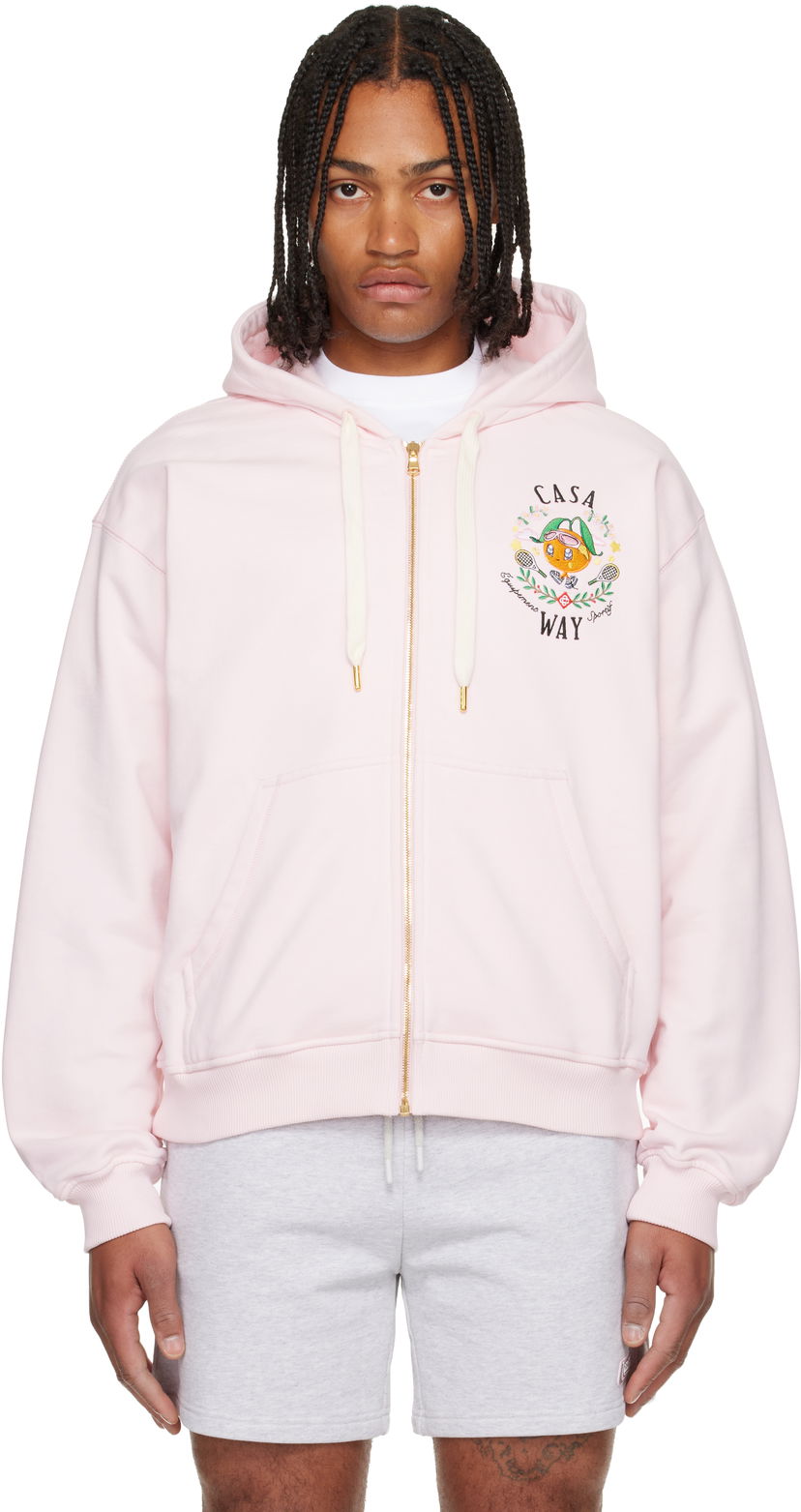 Sweatshirt Casablanca 'Casa Way' Orange Mascot Zip Hoodie Lyserød | M-AW25-JTP-408-05