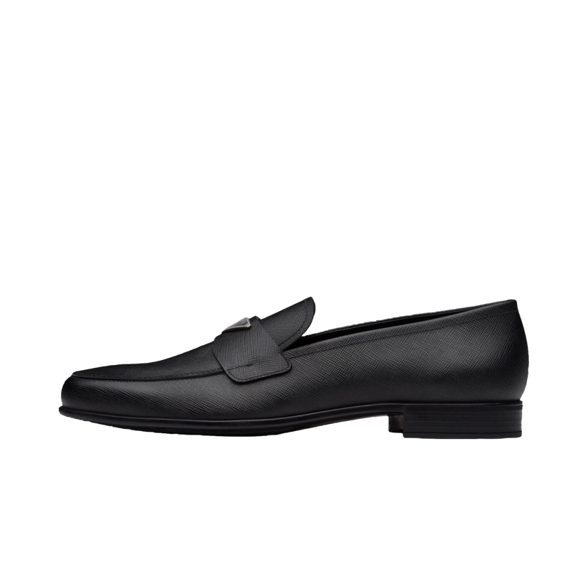 Sneakers og sko Prada Plaque Loafer Black Saffino Leather Sort | 2DB180_053_F0002_F_G001