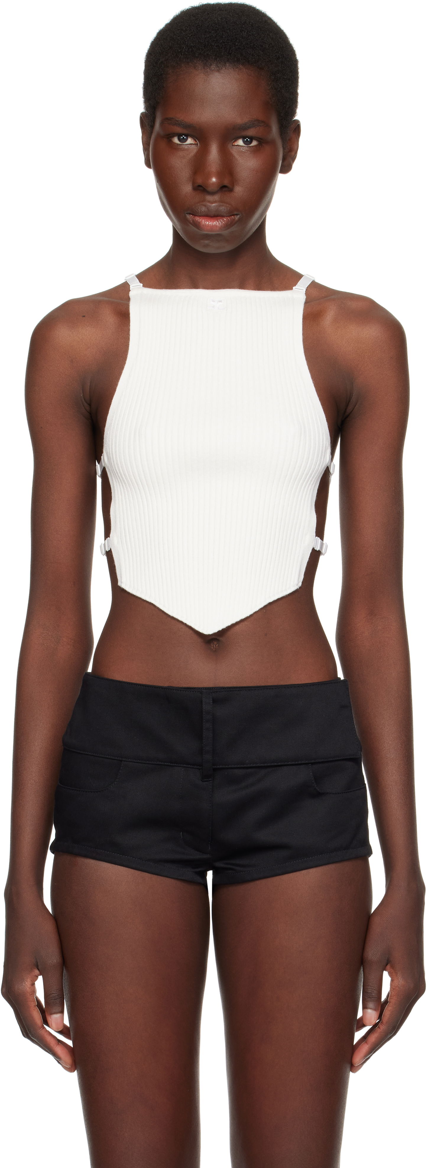 Tanktop Courrèges Courrèges Lingerie Detail Pointy Tank Top Hvid | 125MTO383FI0001, 0