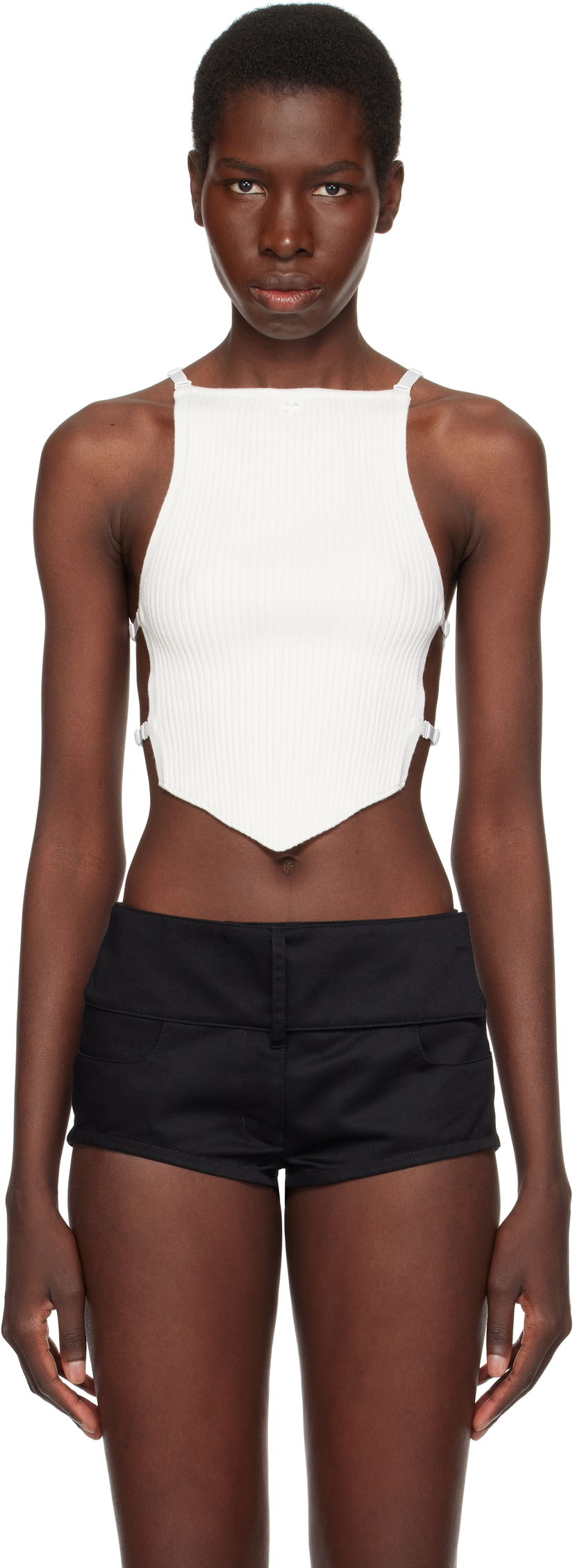 Tanktop Courrèges Courrèges Lingerie Detail Pointy Tank Top Hvid | 125MTO383FI0001