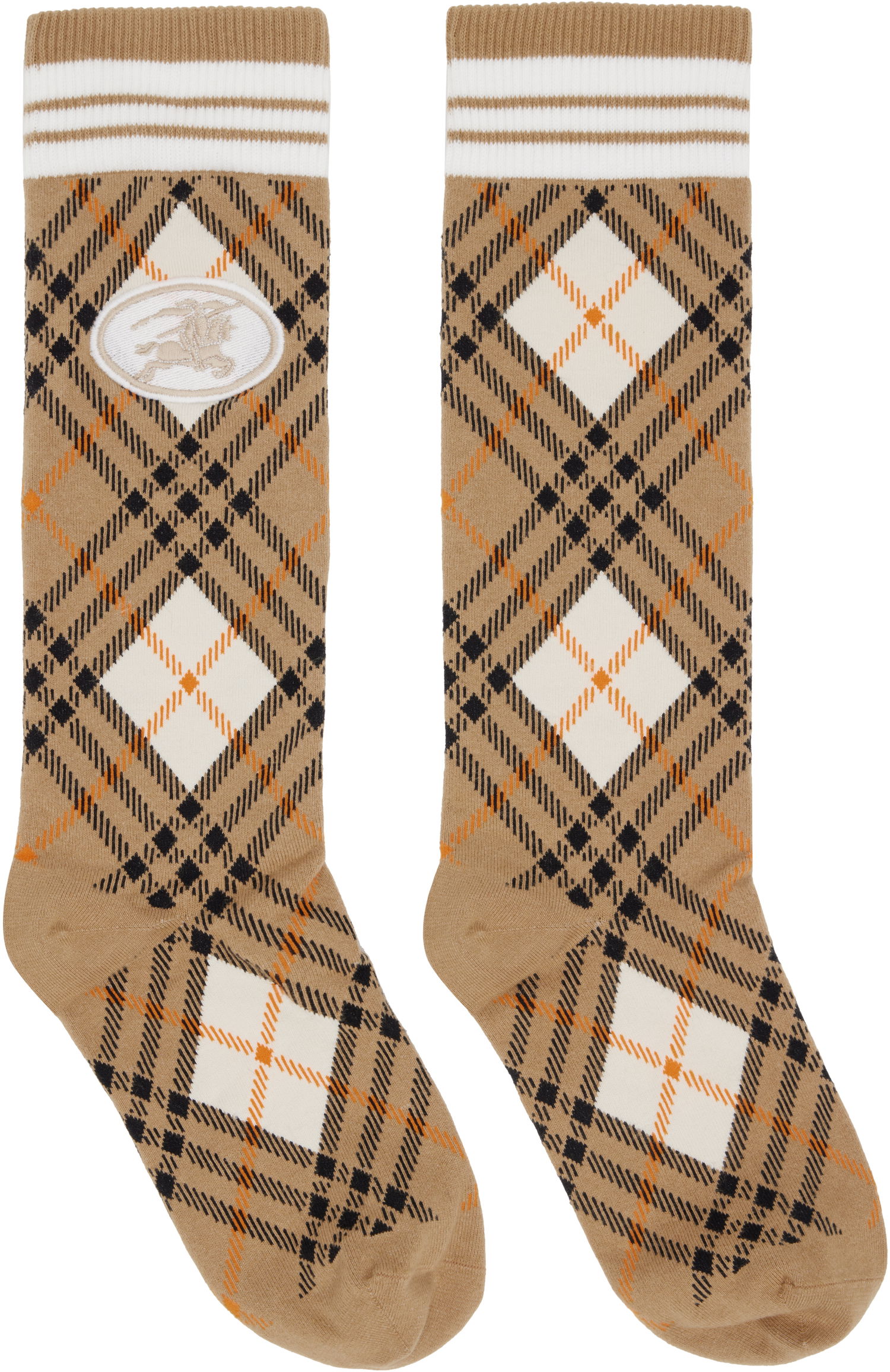 Sokker Burberry Burberry Argyle Check Stretch Cotton Blend Socks Beige | 8113535, 0