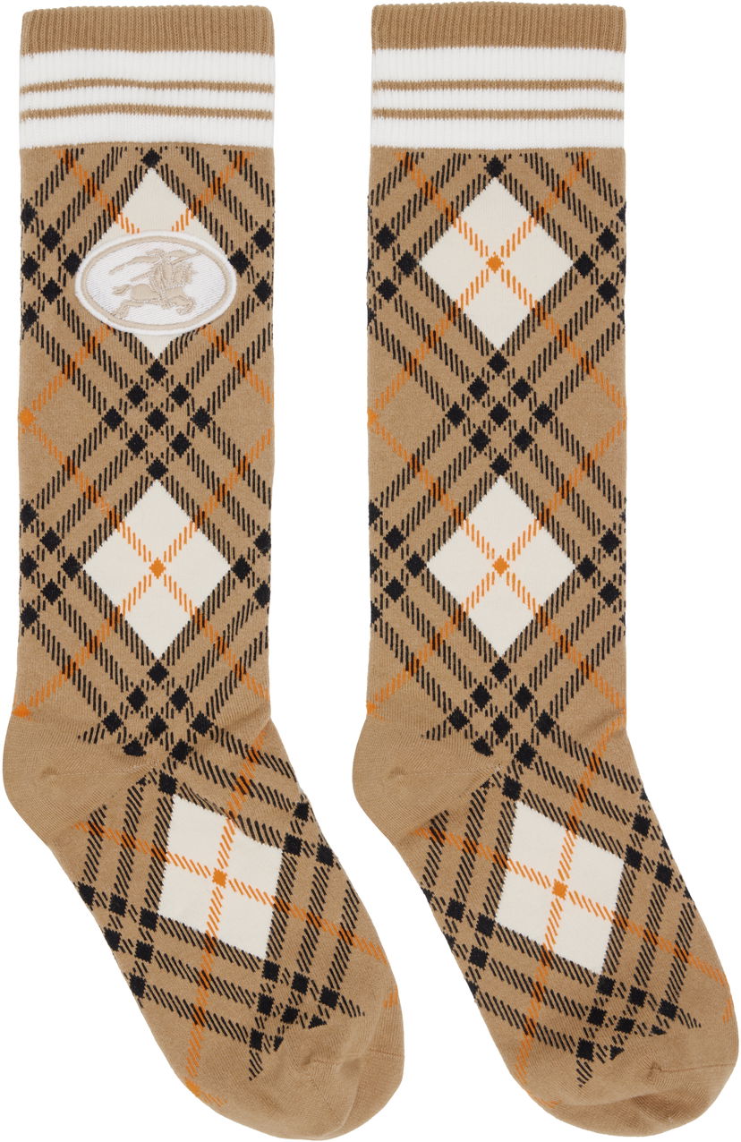 Sokker Burberry Burberry Argyle Check Stretch Cotton Blend Socks Beige | 8113535