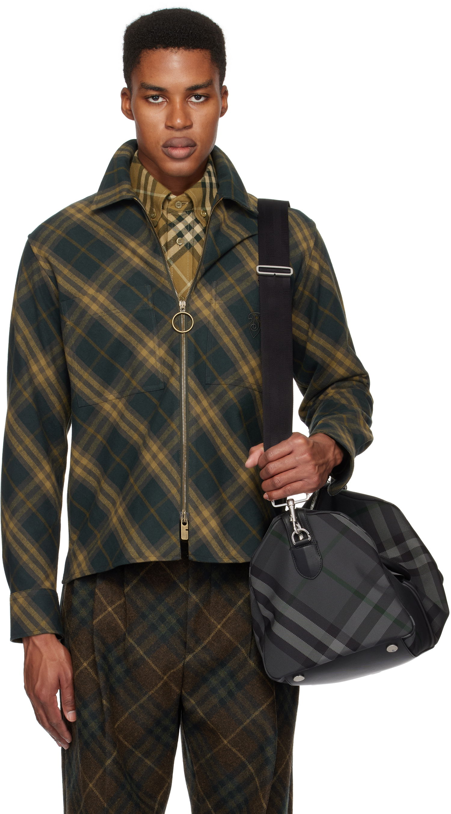 Skjorte Burberry Check Cotton Shirt Jacket Grøn | 8098837, 0