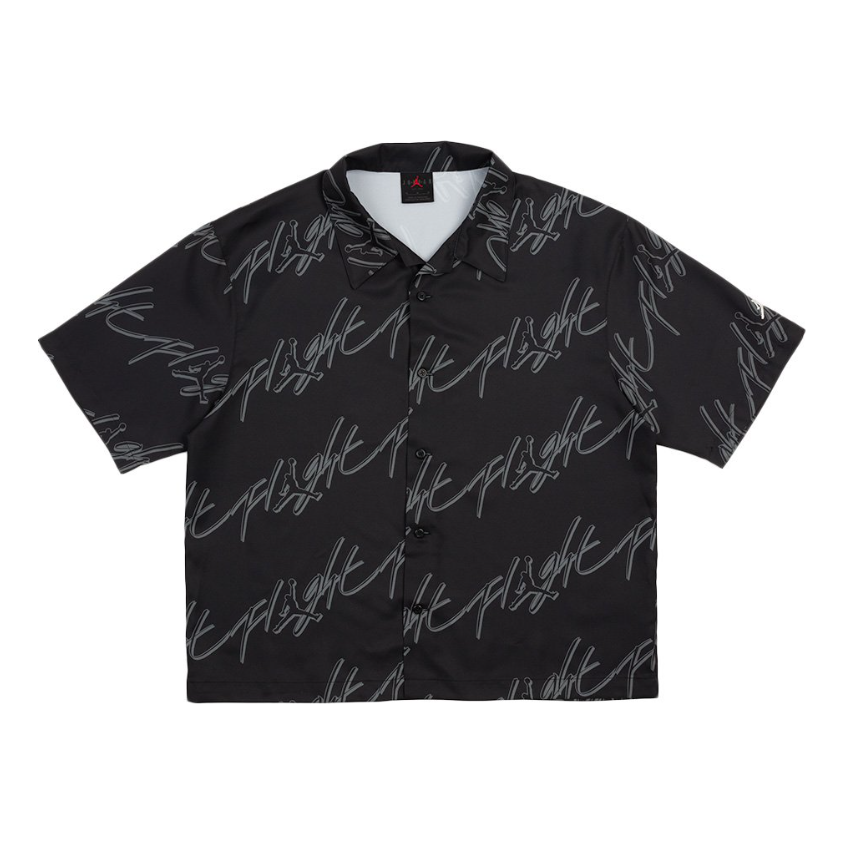 Skjorte Jordan Essentials Flight Patterned Button-Up Shirt Sort | FB7323-010, 0