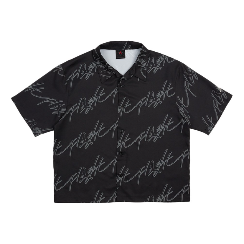 Skjorte Jordan Essentials Flight Patterned Button-Up Shirt Sort | FB7323-010