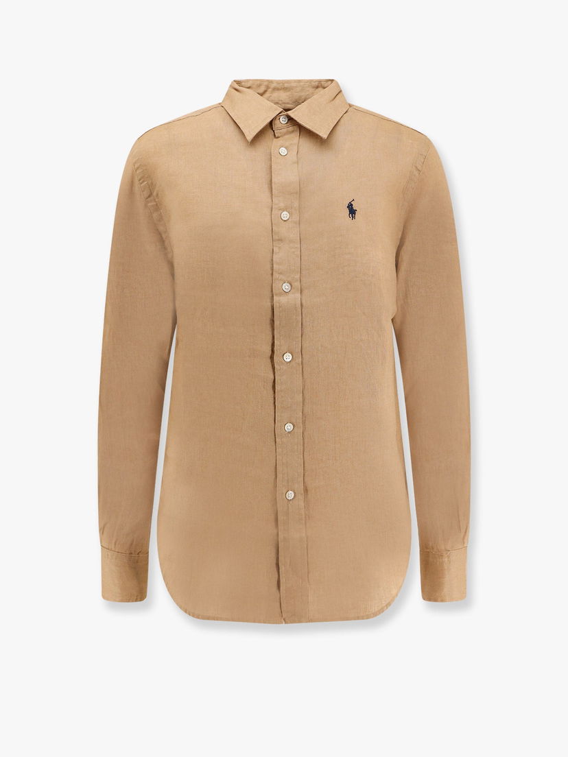Skjorte Polo by Ralph Lauren Polo Ralph Lauren Women's Linen Button-Down Shirt Beige | 211970730005