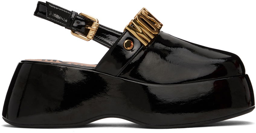 Tilbehør Moschino Moschino Maxi Lettering Wedge Mules Sort | MA10307I1I MH5 000, 0