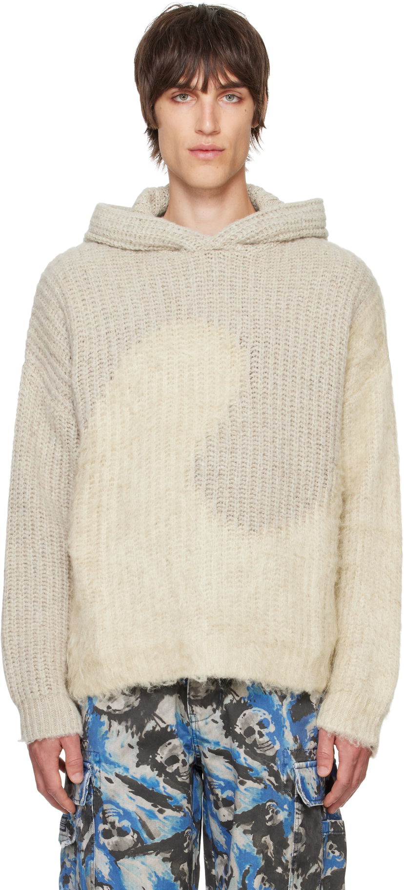 Sweatshirt ERL Silk Swirl Hoodie Beige | ERL09N019