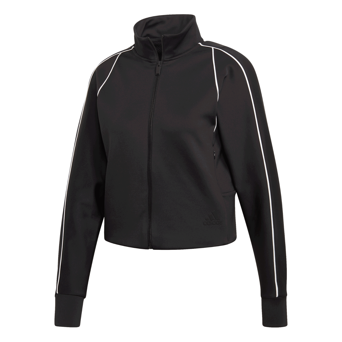 Sweatshirt adidas Originals Cropped Stand-Collar Piped Full-Zip Tracktop Sort | FP8074, 0