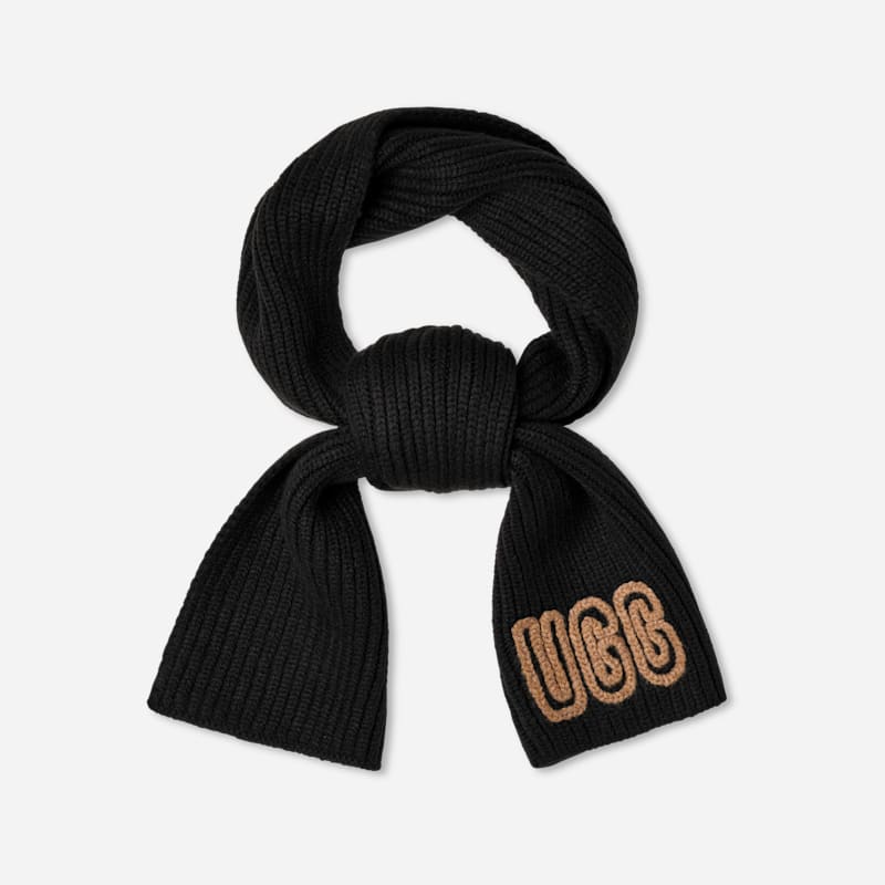 Tørklæde UGG Chunky Knit Ribbed Scarf Sort | 102787-BLK
