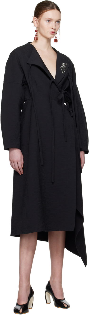 Kjole Tory Burch Tory Burch Cotton Wrap Midi Dress Sort | 173644-001, 4