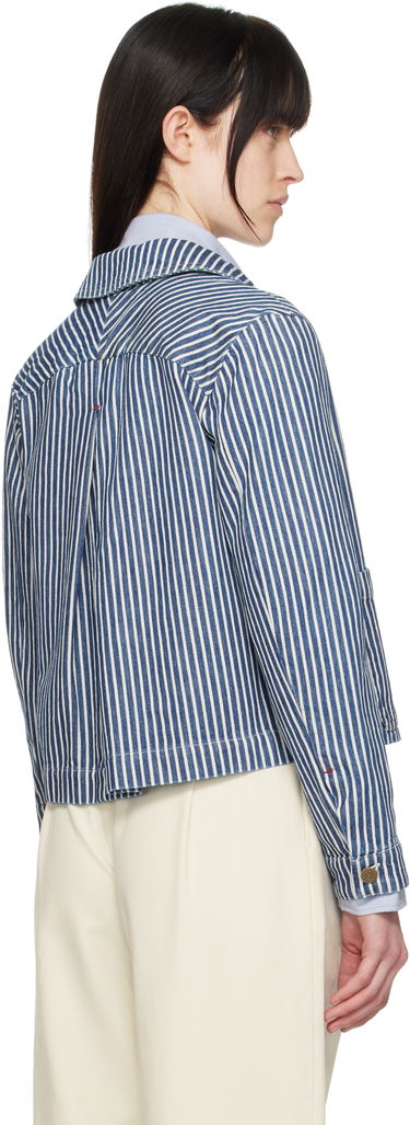 Jakke A.P.C. A.P.C. Frida Striped Cropped Denim Jacket Blå | COHHG-F32006, 2