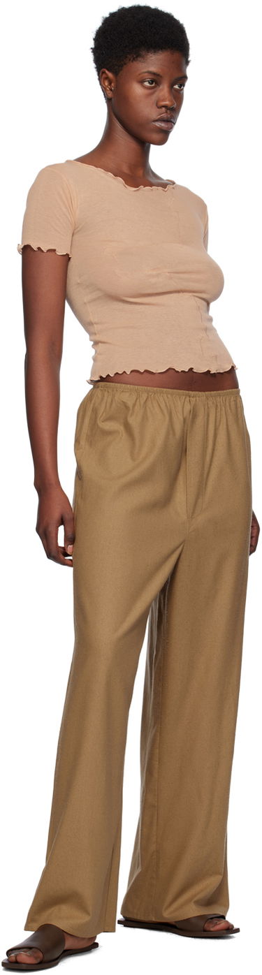 Crop top Baserange Slim Fit Lettuce Trim T-Shirt Beige | TOGE-CG-SP24, 3