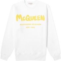 Sweater Alexander McQueen Graffiti Logo Crewneck Hvid | 688713QTAAB-0959, 1
