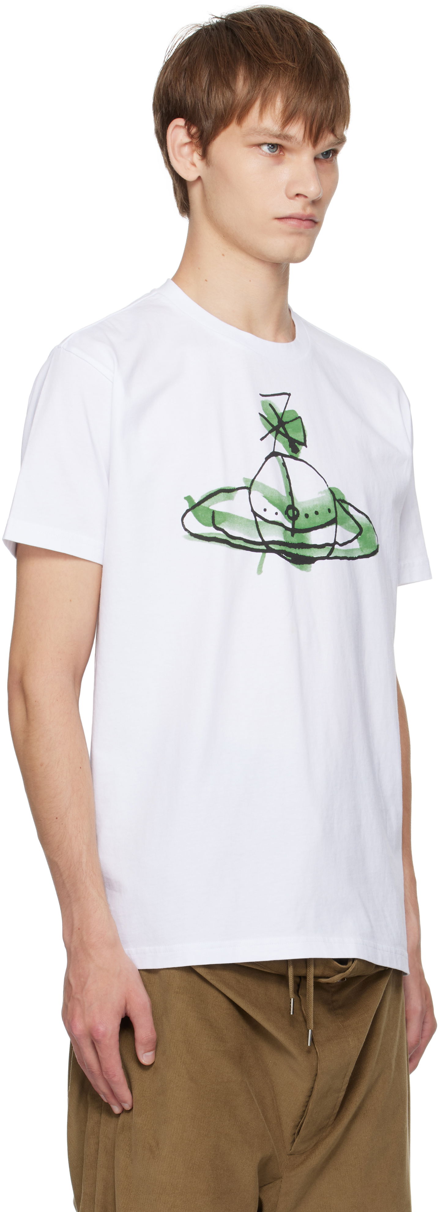 T-shirt Vivienne Westwood Vivienne Westwood Classic T-Shirt with Green Orb Print Hvid | 3G01003W-J001M-, 1