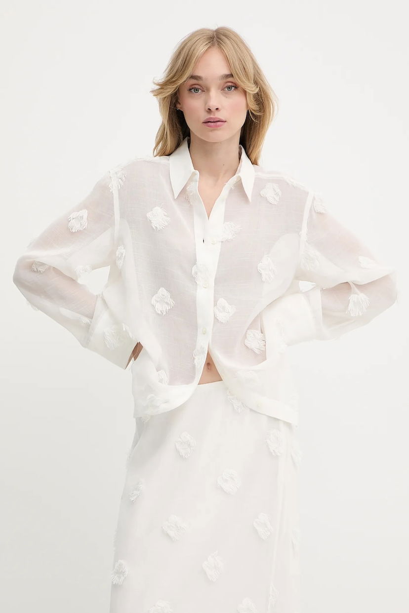 Skjorte Samsoe Samsoe Samsoe Samsoe SANOT Relaxed Fit Shirt Hvid | F25200058