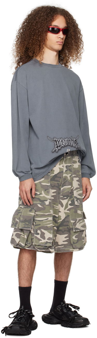 T-shirt We11done Monster Graphic Long Sleeve T-Shirt Blå | WD-TT0-24-718-U-NV, 3