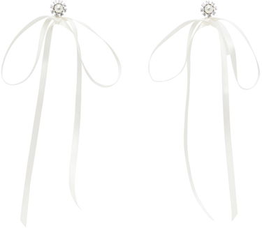 Øreringe Simone Rocha Simone Rocha Double Ended Daisy Bow Ribbon Earrings Hvid | ERG497 0906, 0