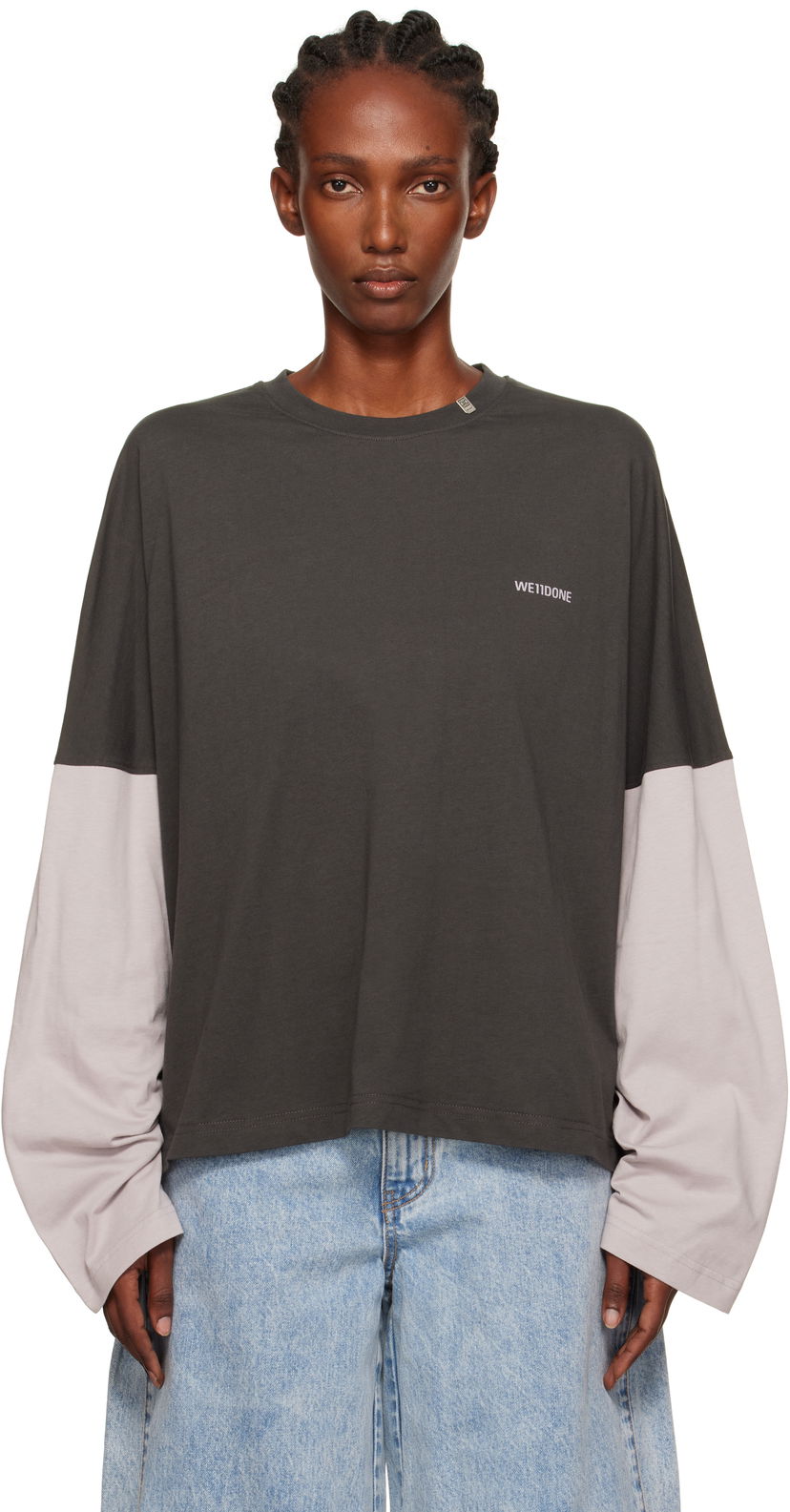T-shirt We11done Coding Long-Sleeved Layered T-shirt Flerfarvet | WD-TT2-25-736-U-GY