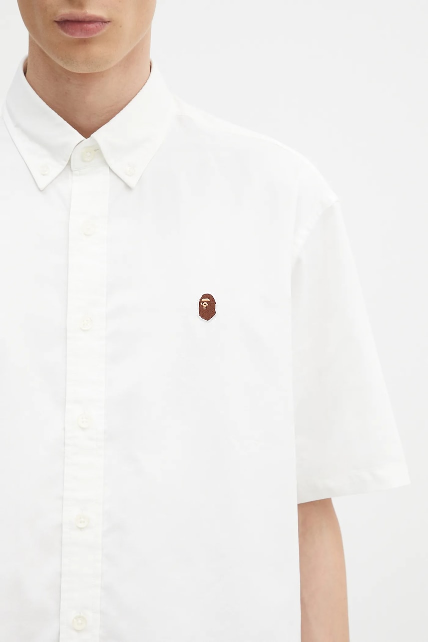 Skjorte BAPE A Bathing Ape One Point Oxford Relaxed Button-Down Shirt Hvid | 1L30132301, 1