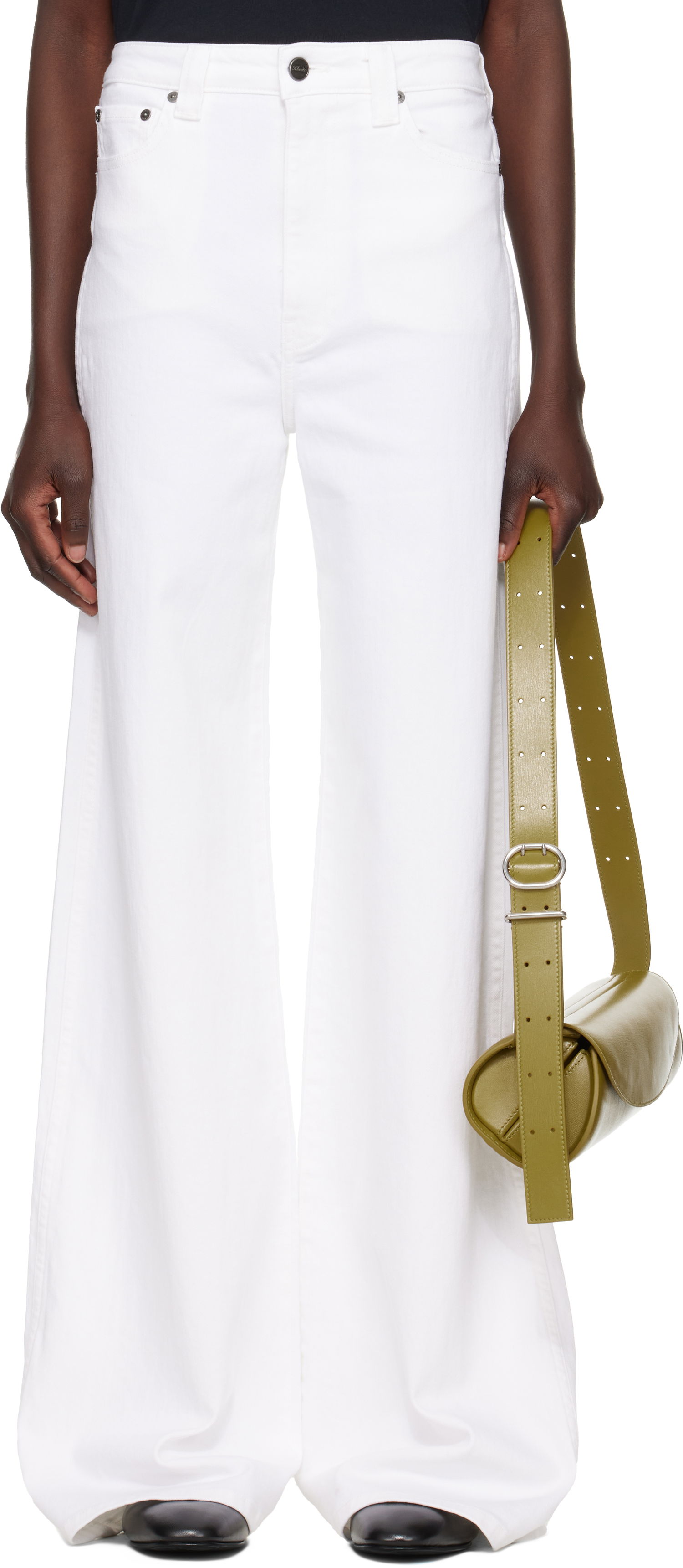 Jeans Khaite Dane High-Waisted Wide-Leg Flared Stretch Jeans Hvid | 1170902100, 0