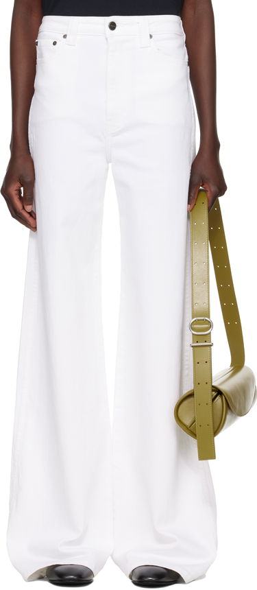 Jeans Khaite Dane High-Waisted Wide-Leg Flared Stretch Jeans Hvid | 1170902100, 0