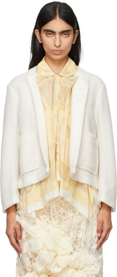 Jakke Comme des Garçons Comme Des Garçons Wool & Cotton Silk Lawn Print Jacket Hvid | TN-J004-051, 0
