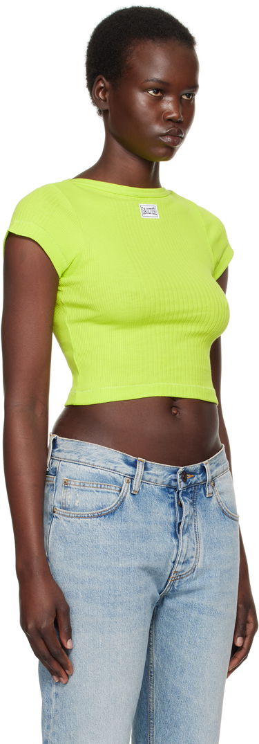 Crop top Jean Paul Gaultier Jean Paul Gaultier 'The Patch' Cropped Ribbed T-Shirt Grøn | 25/33-F-TS105P-J054-44, 1