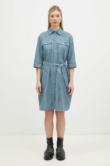 Kjole MAISON KITSUNÉ Maison Kitsuné Double Pocket Mini Oversize Dress Blå | NW01620WC5015, 0
