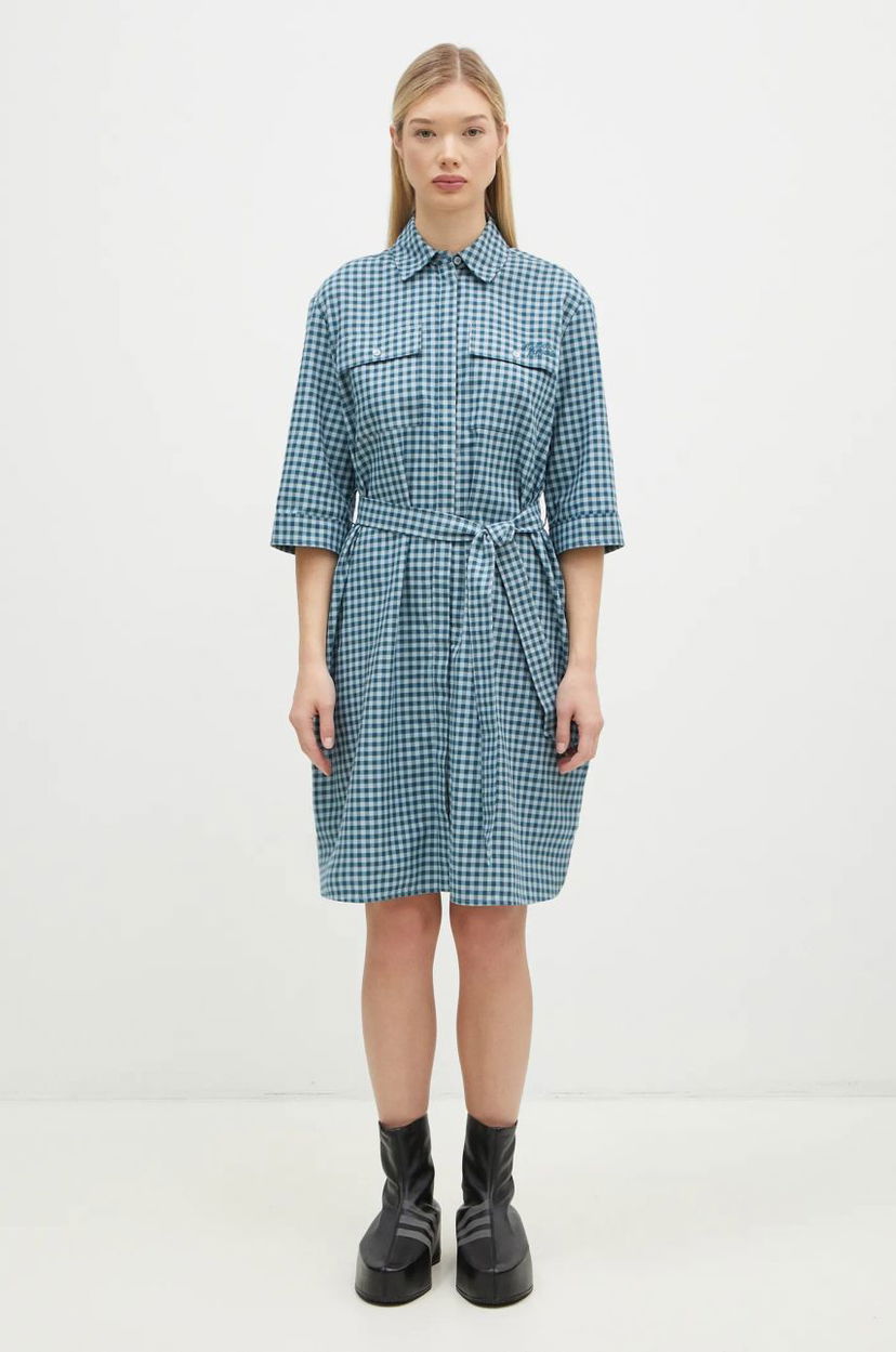 Kjole MAISON KITSUNÉ Maison Kitsuné Double Pocket Mini Oversize Dress Blå | NW01620WC5015