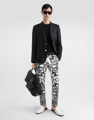 Bukser Dolce & Gabbana Dolce & Gabbana Majolica-Print Trousers Hvid | GYK9ETFPFSNHX5DQ, 1